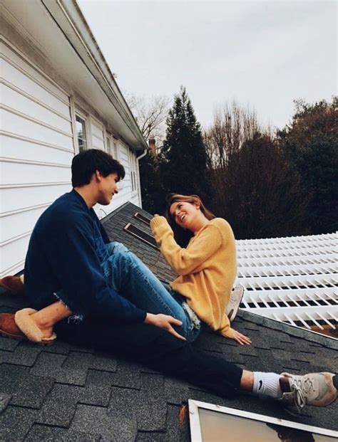 Download Cute Aesthetic Couple On Roof Picture