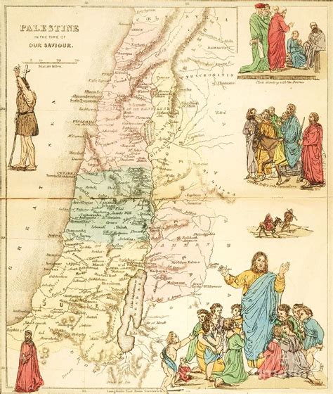Biblical Map Palestine Painting By Roberto Prusso