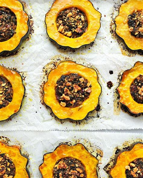Quinoa Spinach And Cranberry Stuffed Roasted Acorn Squash By