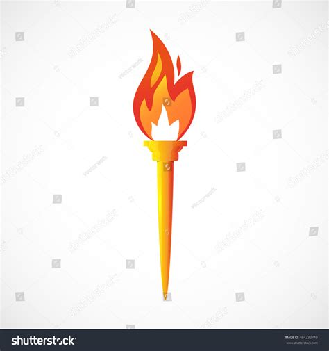 Torch With A Burning Fire Isolated Vector Illustration 484232749