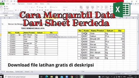 Cara Mengambil Data Dari Sheet Berbeda Tutorial Excel Youtube