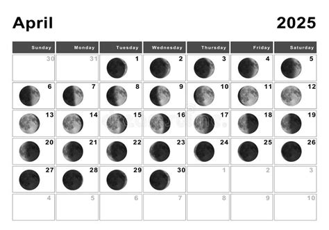 April 2025 Lunar Calendar Moon Cycles Stock Photo Image Of Night