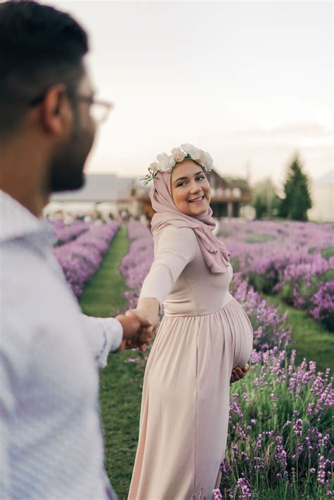Maternity Photography Lavender Field In Montreal Hijabi Mom