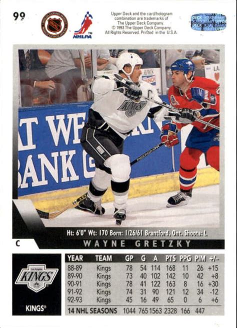 1993 94 Upper Deck Kings Hockey Card 99 Wayne Gretzky Ebay