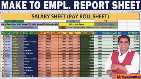 Salary Sheet In Excel Da Hra Pf Esi Gross Salary Ms Excel