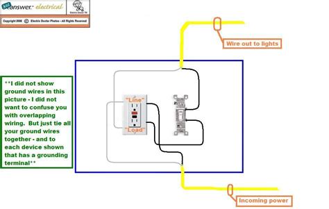 Choices of light switch wiring diagrams. I need a wiring diagram for a Gfci wall plug with light switch