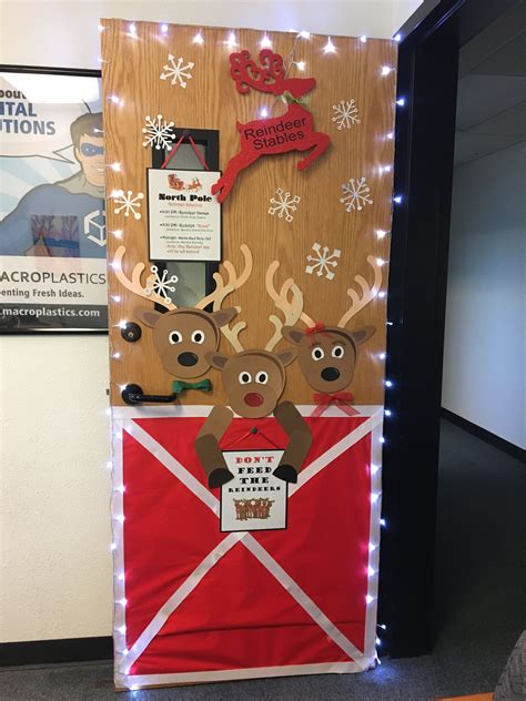 Christmas Door Decoration Reindeer Stable Office Christmas
