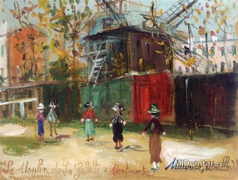 Maurice Utrillo The Moulin De La Galette In Montmartre Oil