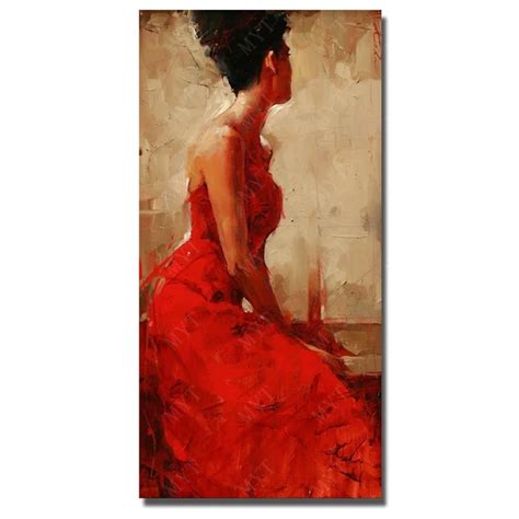 Hot Sale Sexy Red Dress Girl Pictures On Canvas Painting For Home