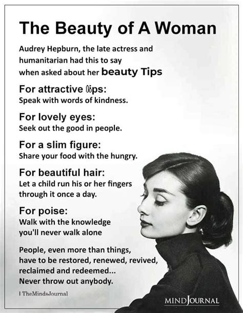 The Beauty Of A Woman By Audrey Hepburn Aubrey Hepburn Quotes
