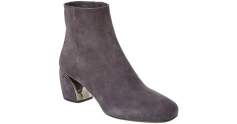 lyst prada suede 55 ankle boot in gray