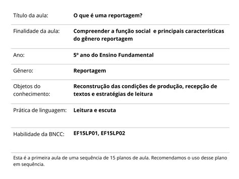 O que é uma reportagem Planos de aula 5º ano Língua Portuguesa