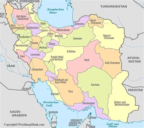 Labeled Map Of Iran With States World Map Blank And Printable
