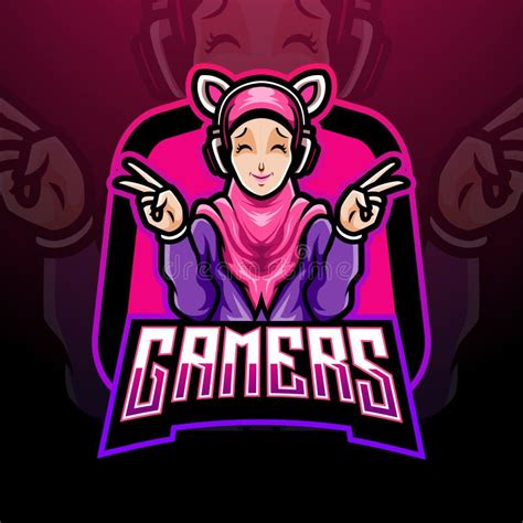 Gamer Girl Mascot Esport Logo Design Stock Vector Illustration Of