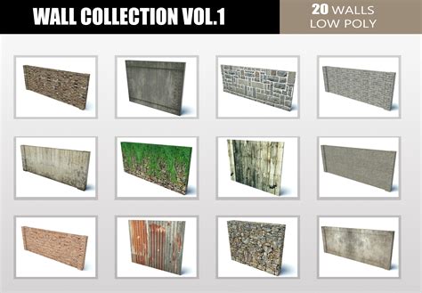 3d Model Wall Collection Stone Vr Ar Low Poly Cgtrader