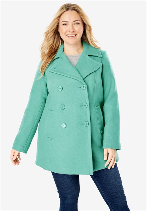 Wool Blend Double Breasted Peacoat Plus Size Coats Full Beauty