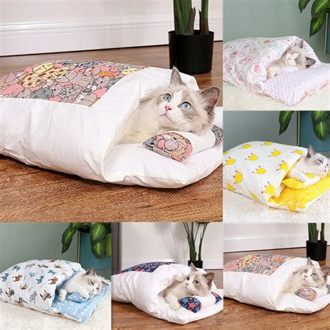Warm Cat Sleeping Bag Removable Cat Bed Detachable Washable Pet