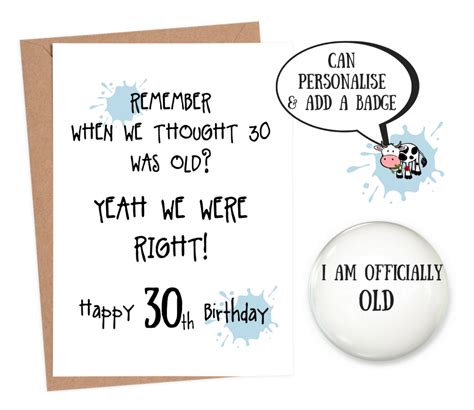 Funny 30th Birthday Cards Personalised 30th Birthday Cards Personalised