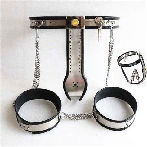 4in1 Chastity Belt With Thign Ring Anal Plug Vagina Plug Chastity