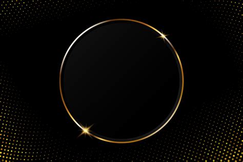 Abstract Golden Circular Frame With Sparkling Light On A Modern Black