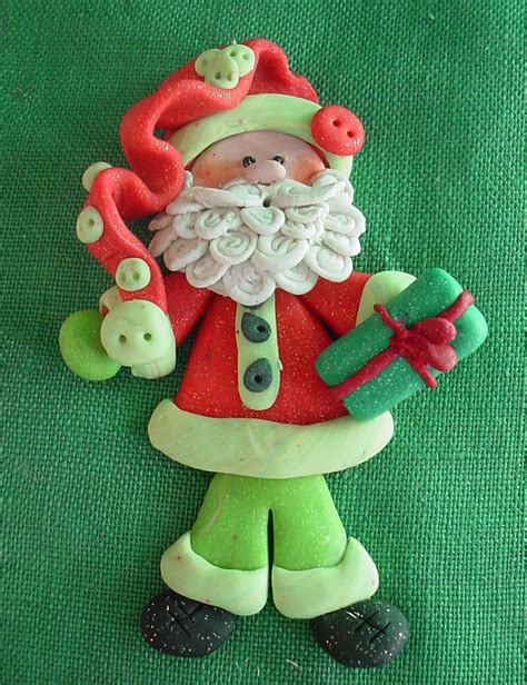 Polymer Clay Santa Claus Ornament Red And By Alongcameaspider1