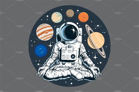 Astronaut Meditating In Outer Space Illustrations Creative Market
