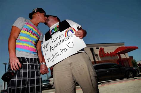 Same Sex Couples Kiss In Protest At Chick Fil A