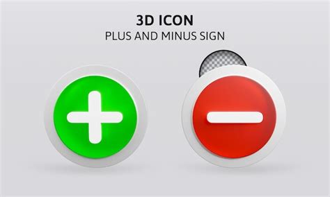Ilustração de renderização 3d de sinal de mais e menos PSD Premium