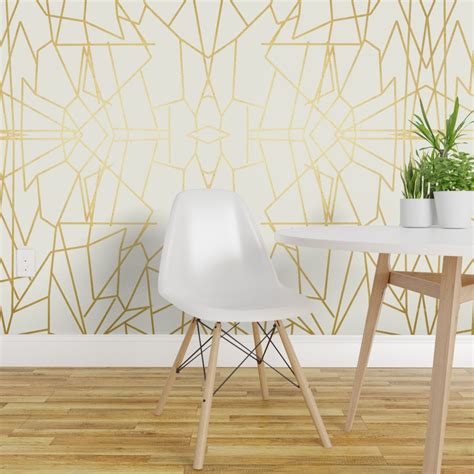 Geometric Angles Gold Cream Ivory Wallpaper On Isobar By Mlags