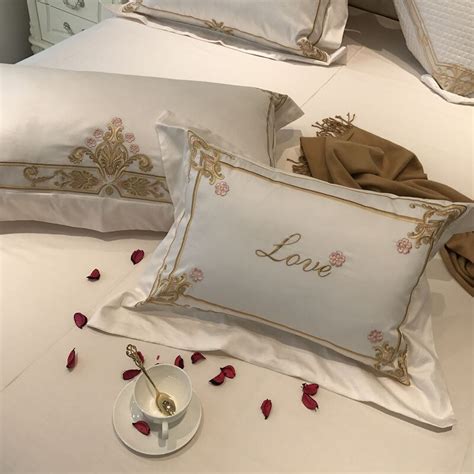 White With Gold Duvet Cover Egyptian Cotton Luxury Hotel Bed Set