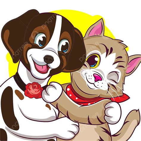 Cute Cat Dog Vector Art Png Cute Cartoon Dogs And Cute Cats Animal