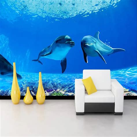 Beibehang Photo Wallpaper High Quality Silk Cloth Deep Sea Dolphin