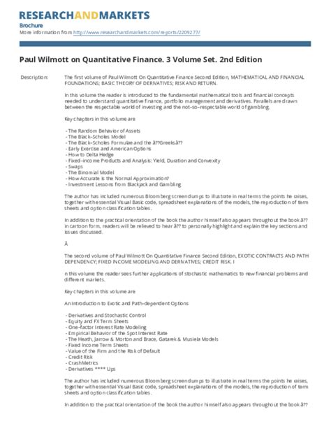 Pdf Paul Wilmott On Quantitative Finance 3 Volume Set 2nd Edition