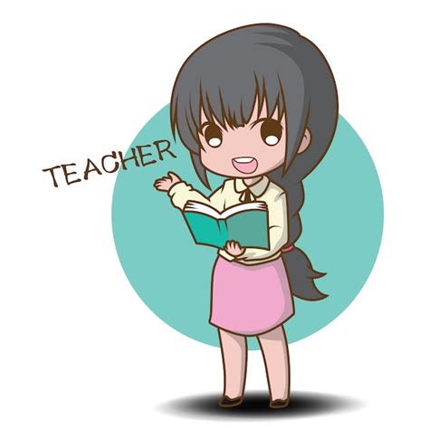 Cute Teacher Cartoon Character Style Premium Vector