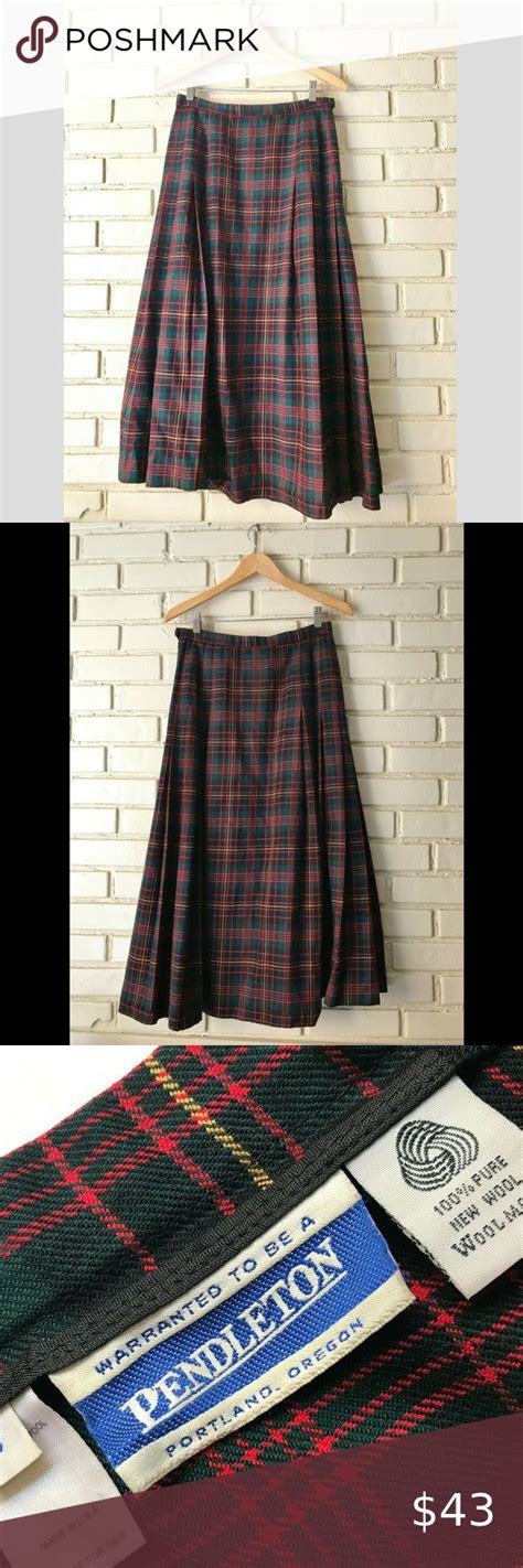 Vintage Pendleton Red Plaid A Line Skirt Sz 8 Long
