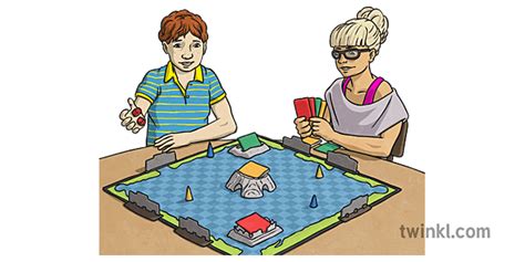2 Children Playing Board Game Illustration Twinkl