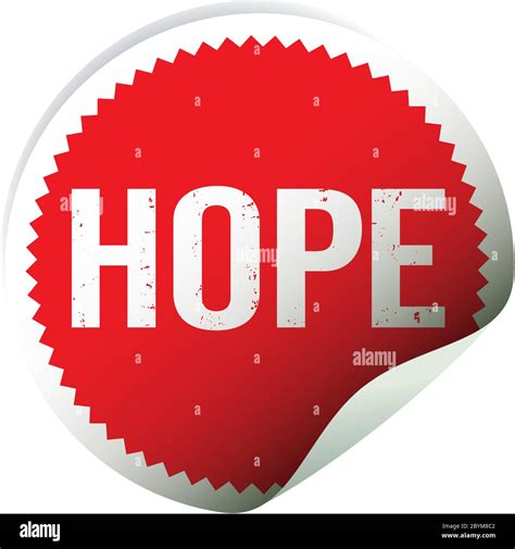 Red Vector Sticker And Text Hope Vector Illustration Stock Vector
