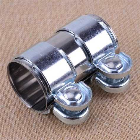 Universal Stainless Butt Joint Exhaust Clamp Sleeve Fit For 2 Exhaust
