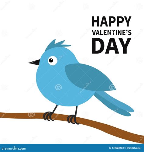 Happy Valentines Day Blue Bird On The Tree Branch Happy Valentines
