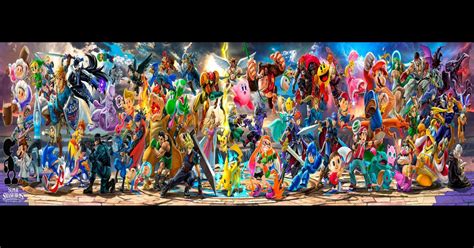 [3840x1080] Super Smash Bros. Ultimate banner including Ridley and