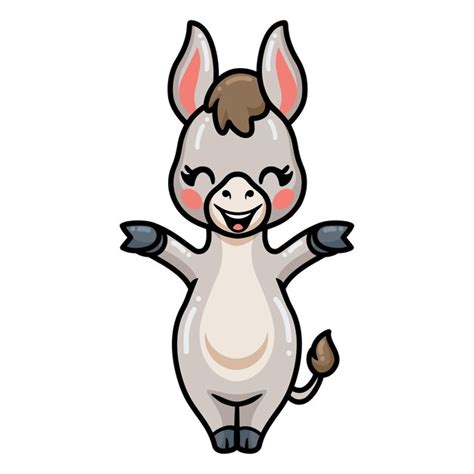 Premium Vector Cute Baby Donkey Cartoon Posing