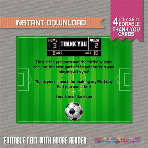 An Image Of A Soccer Field With The Words Instant Birthday Thank You