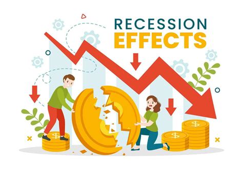 Recession Effects Vector Illustration With Impact On Economic Growth