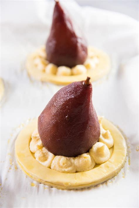 Delicious Poached Pear Tarts Baked In Frangipane And Filled With A