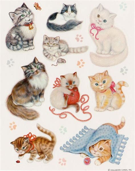 Hallmark Stickers Beautiful Cats Kittens Vintage Cats And Kittens