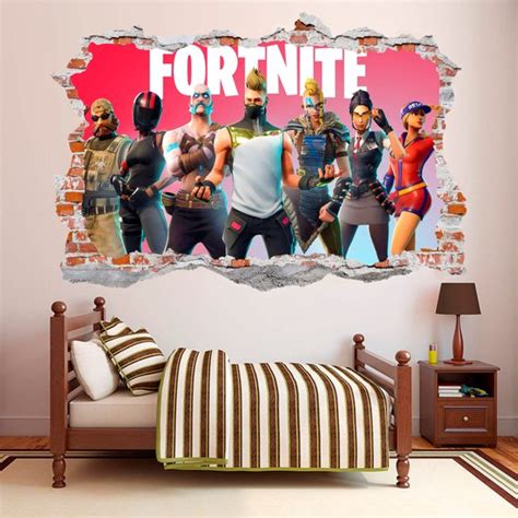 Fortnite 3d Smashed Wall Sticker Wall Decal Wall Stickers Bedroom