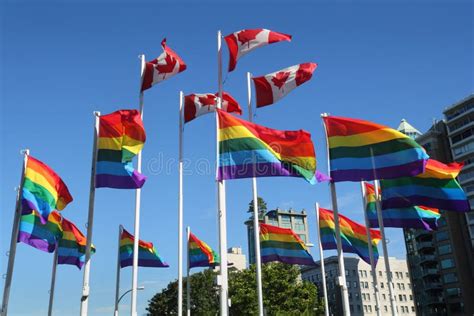 Gay Pride Rainbow Flags Vancouver Stock Image Image Of Freedom