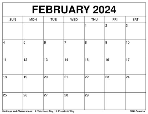 Printable February 2024 Calendar Templates With Holidays