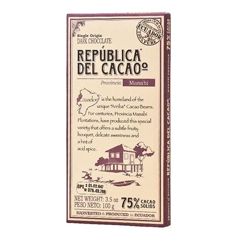 Chocolate Negro 75 Cacao Manabí Delivery República Del Cacao