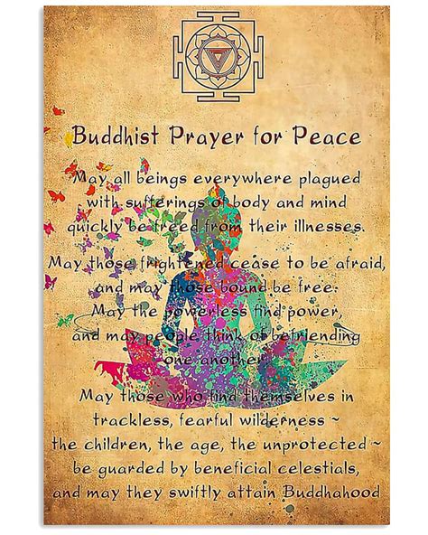 Buddhist Prayer For Peace Canvas Wall Art Poster Anniversary Etsy